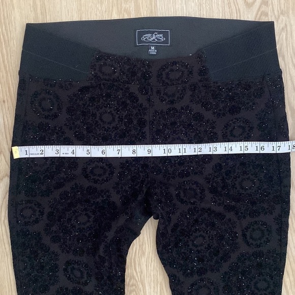 Y2K ONE 5 One Black Velvet Shimmer Leggings Stretchy Waist Size M Holiday Glam - Picture 11 of 13